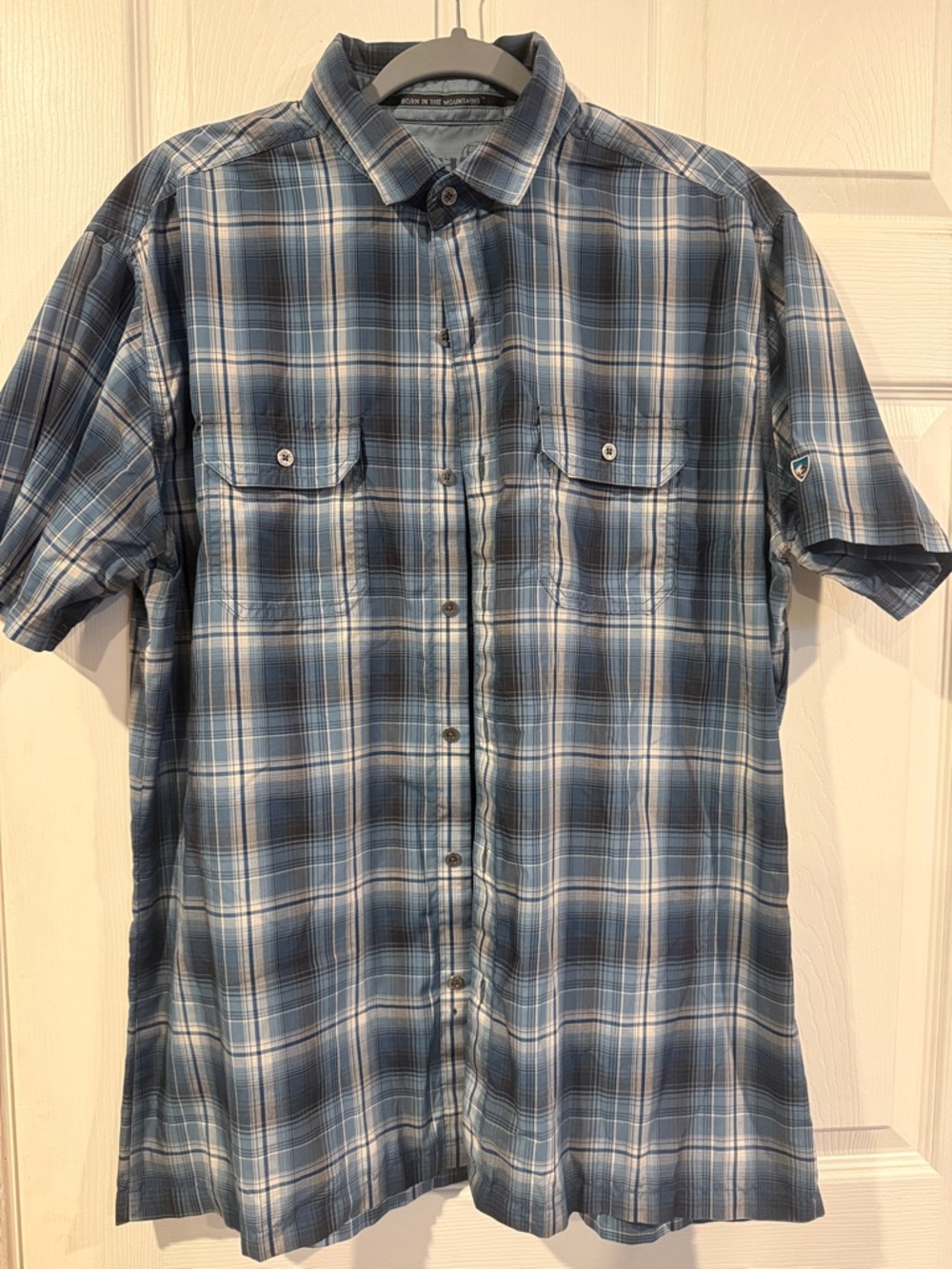 Kuhl Blue Plaid Short-Sleeve Button-Down Shirt